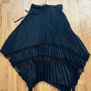 The Kooples Black Pleated Midi Skirt